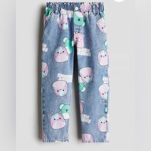H&M Denim‎ Blue Squishmallow Relaxed Fit Paper Bag Jeans 3T